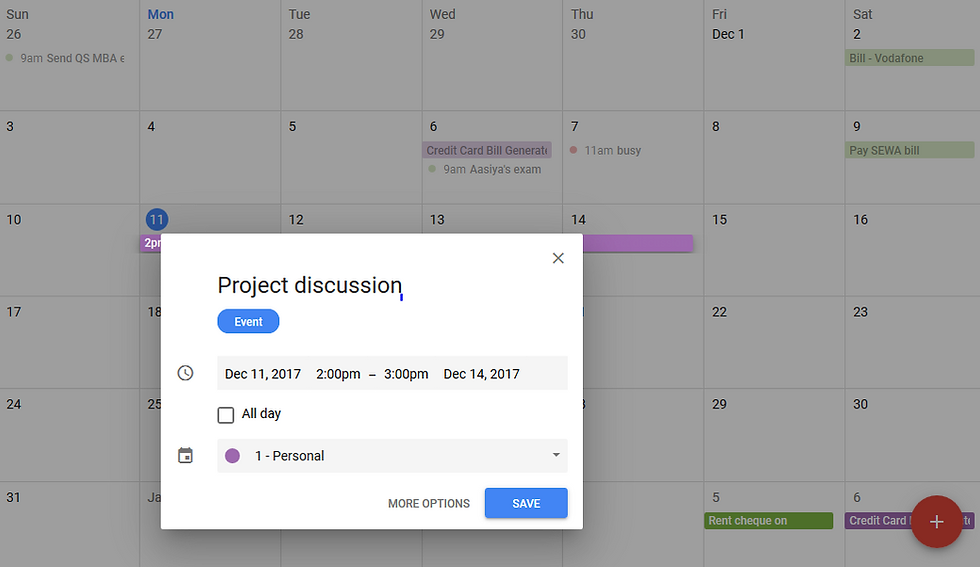 Selecting a time for appointment in calendar
