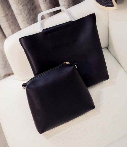 Thumbnail: Simple Shoulder Messenger Handbag Black