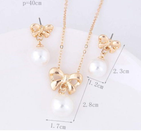Thumbnail: Set perhiasan Bowknot Pearls SILVER