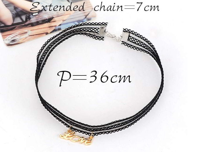 Thumbnail: Choker LOVE Lace Simple Black