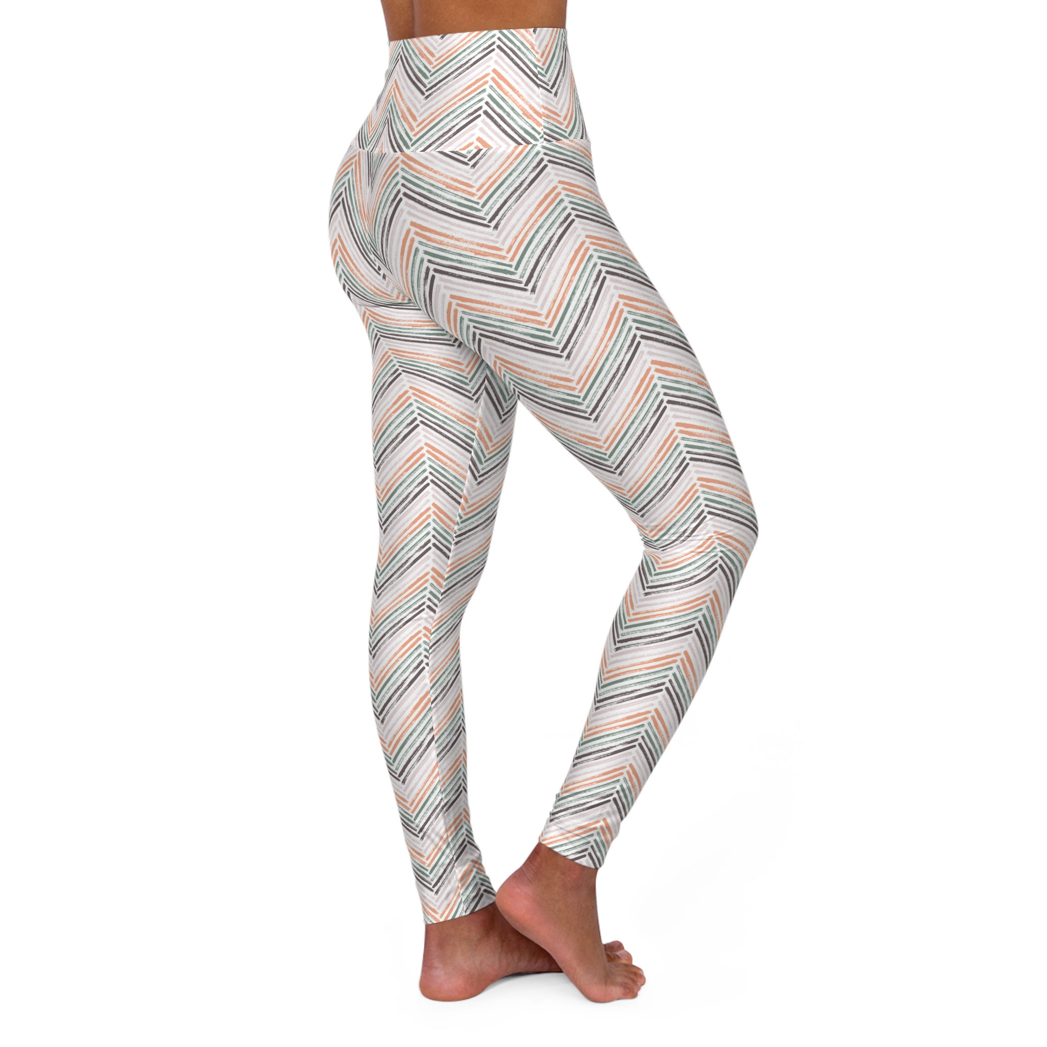 Boho Chevron Patterned - High Waisted Yoga Leggings