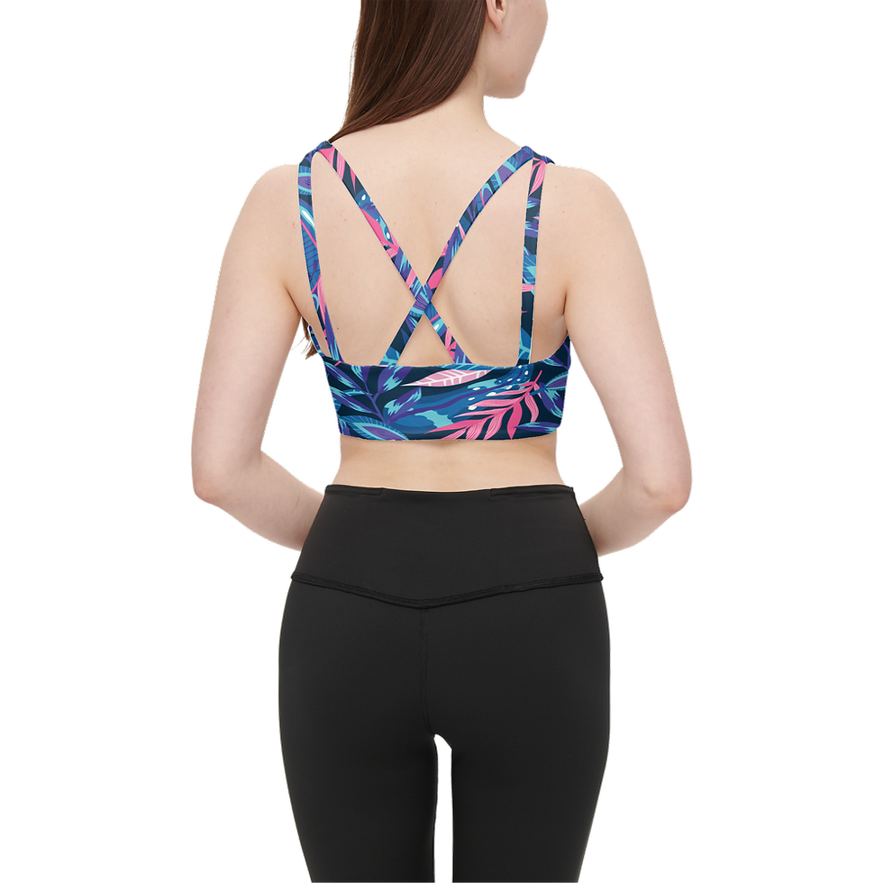 Thumbnail: Bright Tropical Palm- Women's Butter Soft Racerback Sports Bra