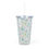 Thumbnail: Blue & White Holiday Trees - 20 oz Tumbler with Straw