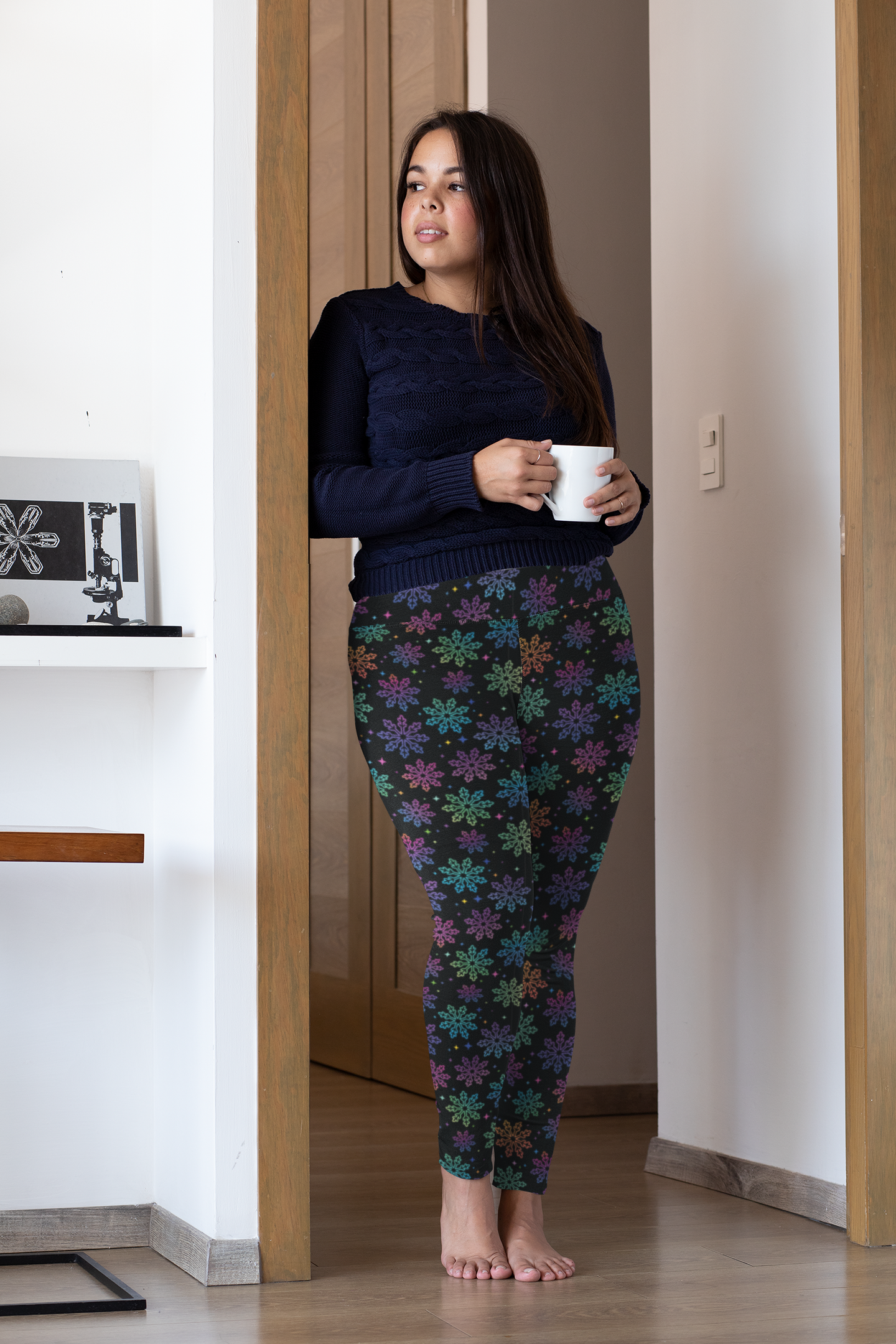 Colorful Snowflakes - High Waisted Yoga Leggings