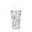 Thumbnail: Blue and White Floral - 20 oz Tumbler with Straw