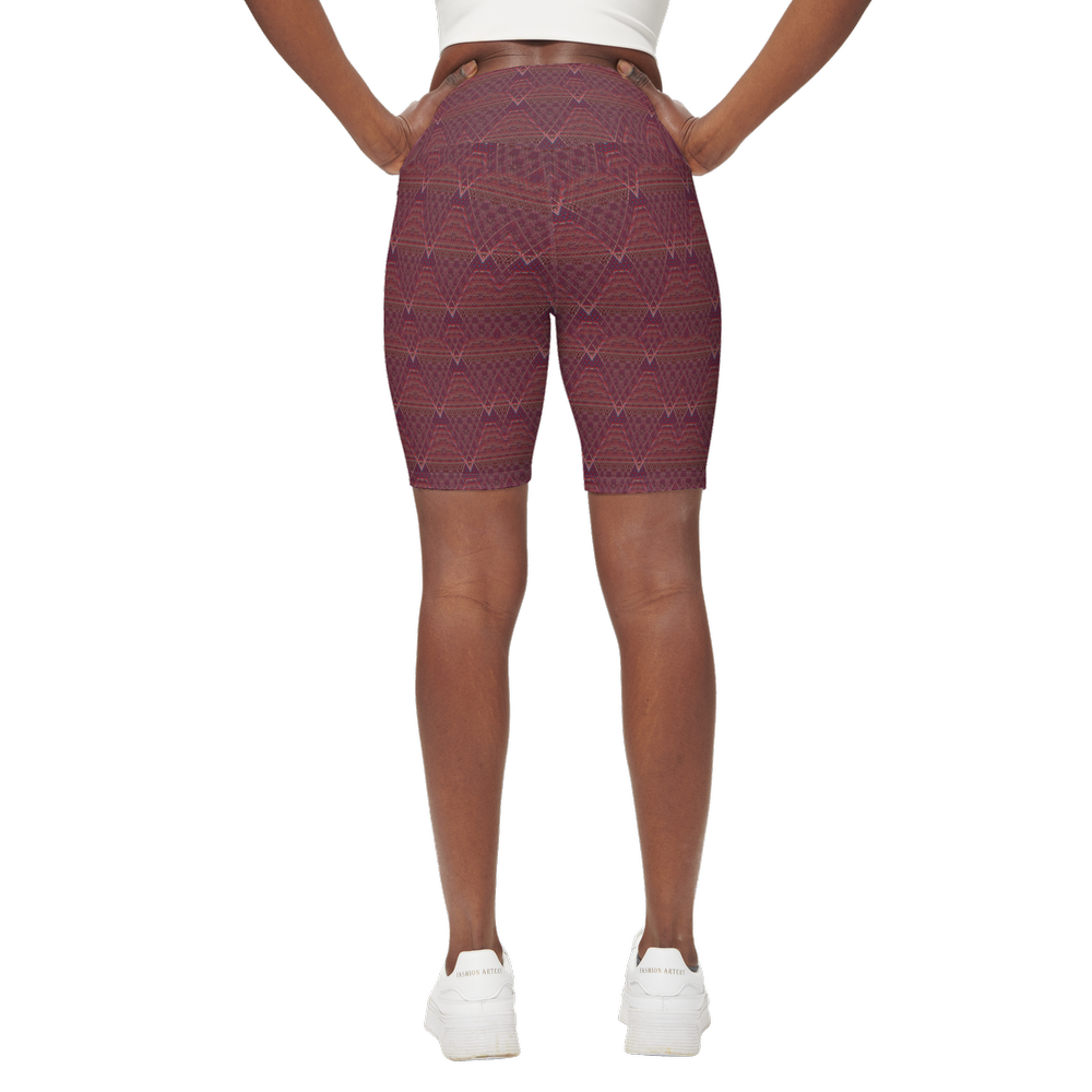 Red Wine Diamond Cloud-Like Biker Shorts