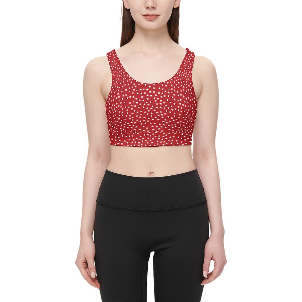 Thumbnail: White Stars on Red- Women's Butter Soft Racerback Sports Bra