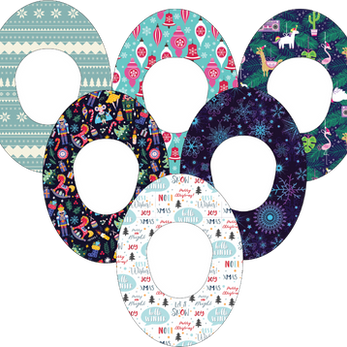 Set of Christmas adhesive covers for Dexcom sensors with holiday themes