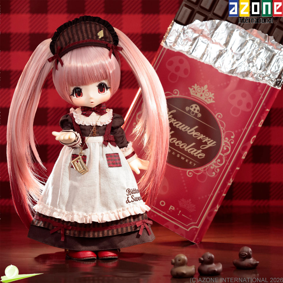 Thumbnail: Azone KIKIPOP! AKP001-KBS Bitter & Sweet Strawberry Chocolate Maid Doll - New