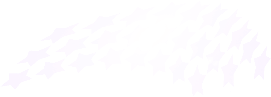 Three arched rows of flowing stars, mirrored and slightly smaller, as decorative elements on the right side of the main logo.
