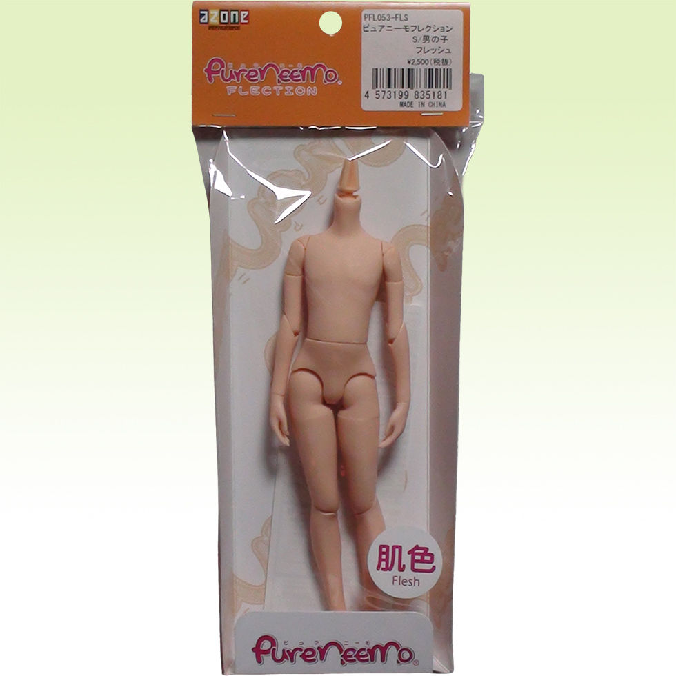 Thumbnail: Photo of Azone 1/6 Pure Neemo Flection PFL053-FLS S Boy / Danshi Body in flesh skin tone, packaged in a clear plastic bag.
