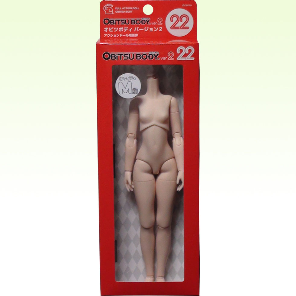 Miniatura: Obitsu 22BD-F01W-M 22cm doll body in retail package, full front view with clear window displaying the doll body inside.