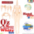 Azone Q'Z Body AOB016-WHT M size C bust 1/6 doll body with AOB020-WHT (B) Hand parts set, featuring front view & Logos.