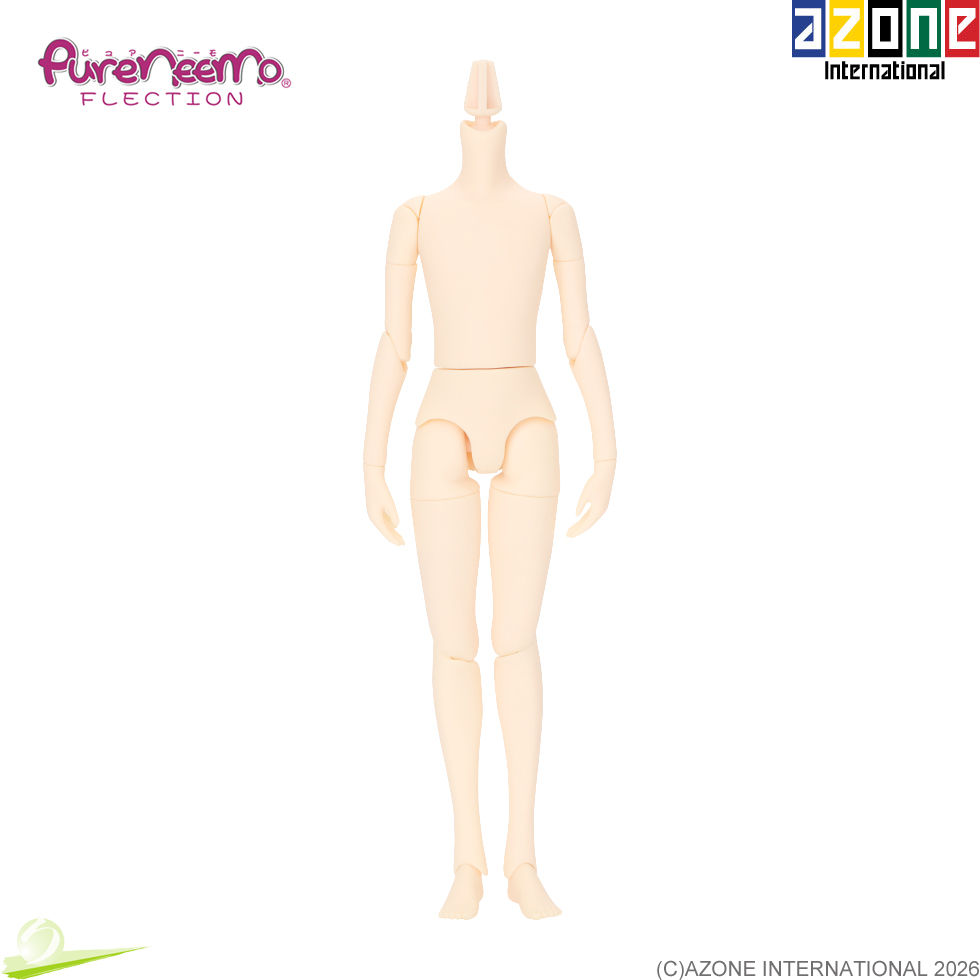 Thumbnail: Front full-body view of AZONE PFL053-WHT 1/6 Pure Neemo Flection S Boy / Danshi / Male doll body in White skin tone.