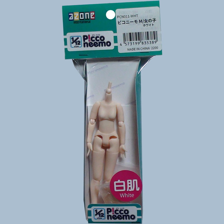 Miniature : AZONE 1/12 Picco Neemo M GIRL Body Whity &Flocked Head parts set Black hair Doll