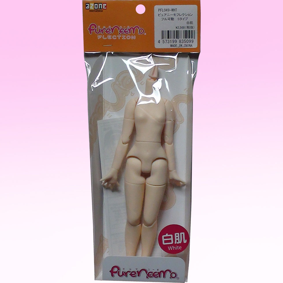 Miniatura: Photo of Azone PFL049-WHT 1/6 Pure Neemo Flection S Girl Body for Doll in white skin tone, packaged in a clear plastic bag.
