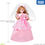 Miniatura: Full-body front view of Licca-chan LD-05 Rose Wedding Doll in a pink rose-themed dress, shown with a height scale indicator.