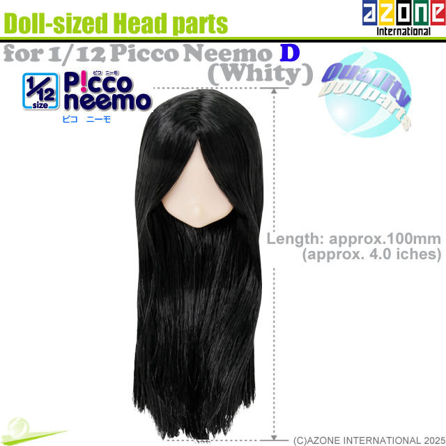 Miniature : AZONE 1/12 Picco Neemo D Body Small Hands Feet & Head parts set Black hair Doll