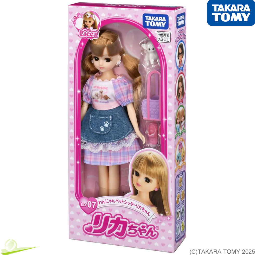 Miniatura: Angled top-front view of package showing Licca LD-07 Woof Meow Pet Sitter, with doll & ACC visible through the clear window.