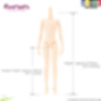 Front full-body view of AZONE 1/6 Pure Neemo Flection M Boy doll body in White skin tone, shown with a height scale indicator
