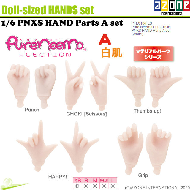 Thumbnail: AZONE 1/6 Pure Neemo FLECTION XS Body White A Hands set & Non Flocked Head Doll
