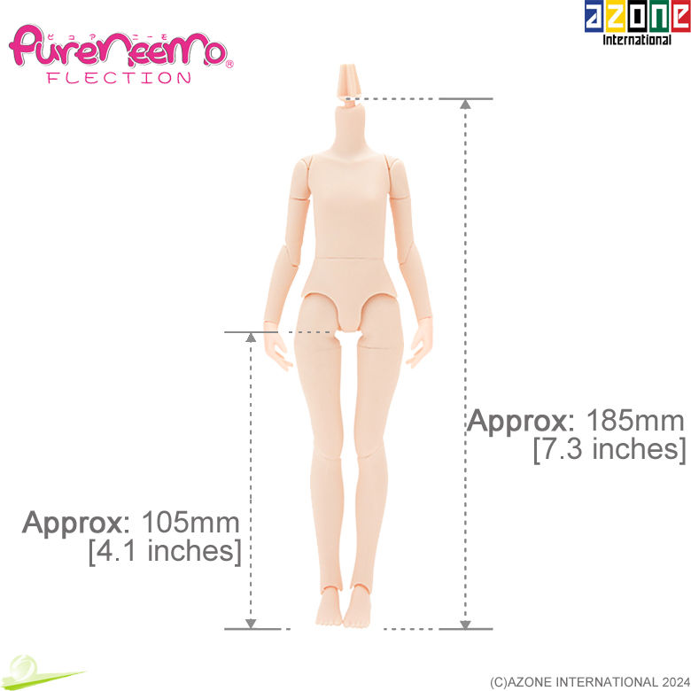 Miniature : AZONE 1/6 Pure Neemo FLECTION XS Girl Body Flesh Hands set (A) & Brown hair Doll