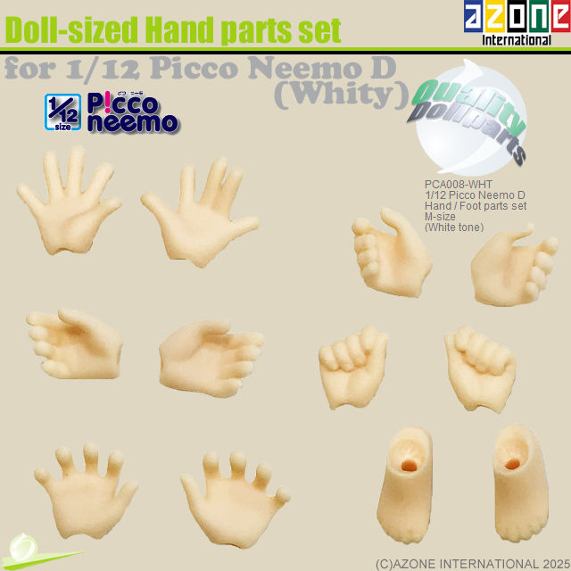 Miniatura: AZONE 1/12 Picco Neemo D Lil sister Small Feet Hands set (M) & Black hair Doll