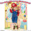 Miniatura: Licca-chan in a Super Mario outfit, posing front-facing with one hand on her hip and the other raised, in a Mario room scene.