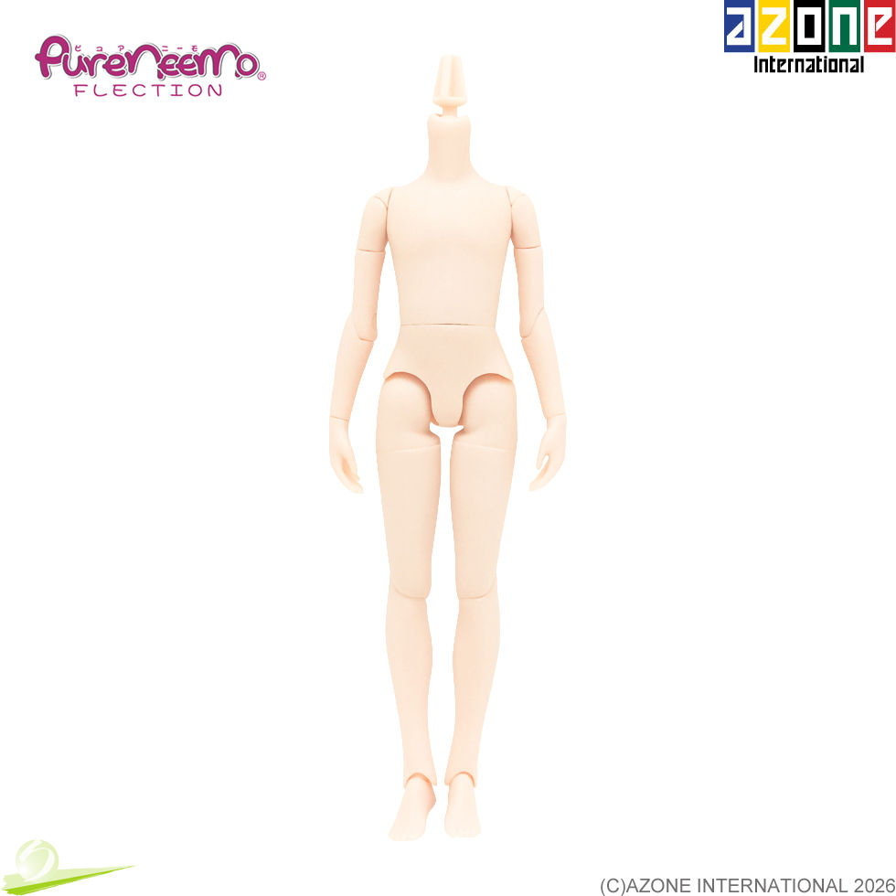 Hình thu nhỏ: Front full-body view of AZONE PFL052-WHT 1/6 Pure Neemo Flection XS Boy / Danshi / Male doll body in White skin tone.