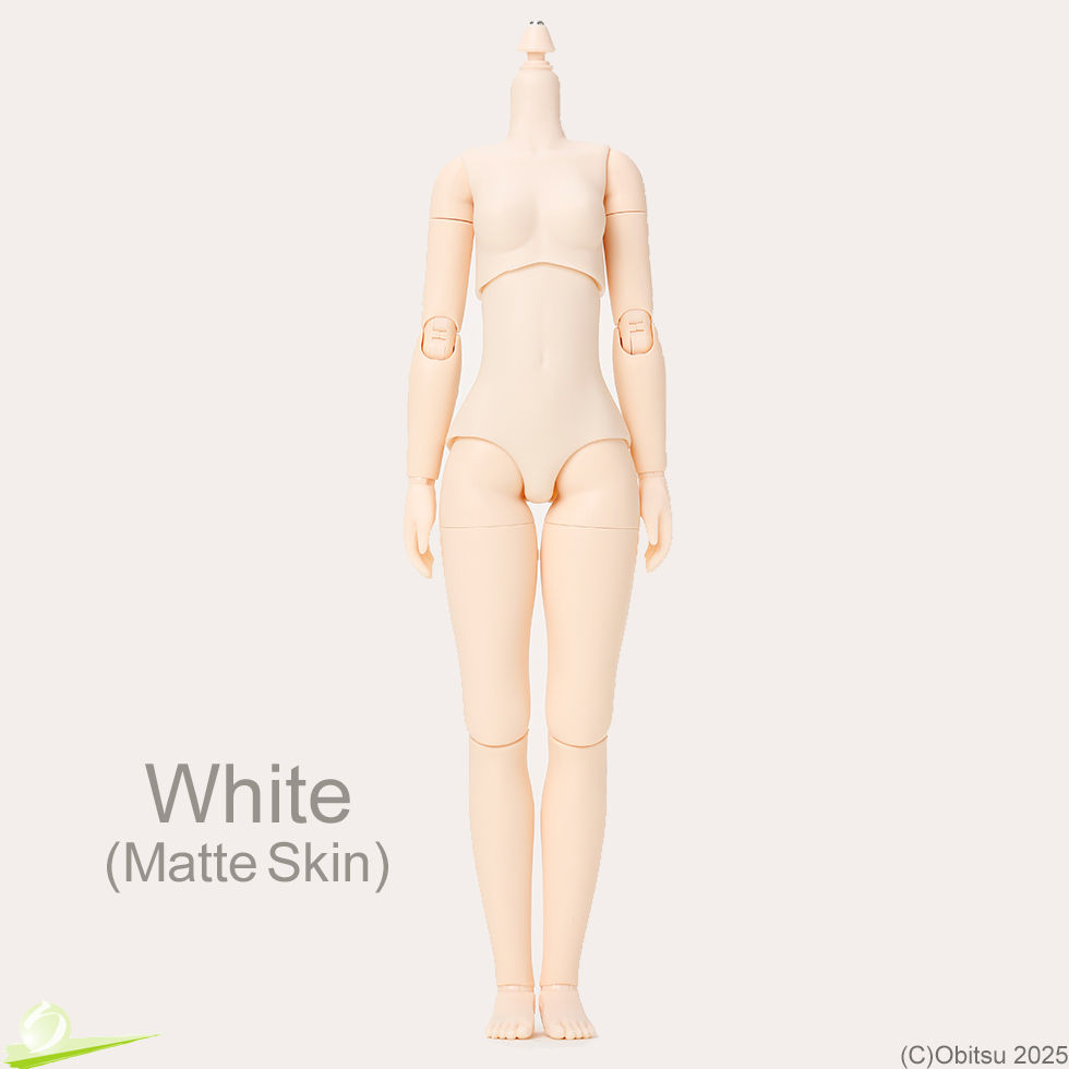 Hình thu nhỏ: Front full-body view of the Obitsu 24BD-F02W-M doll body with M-size bust in white skin tone, without decorative logos.