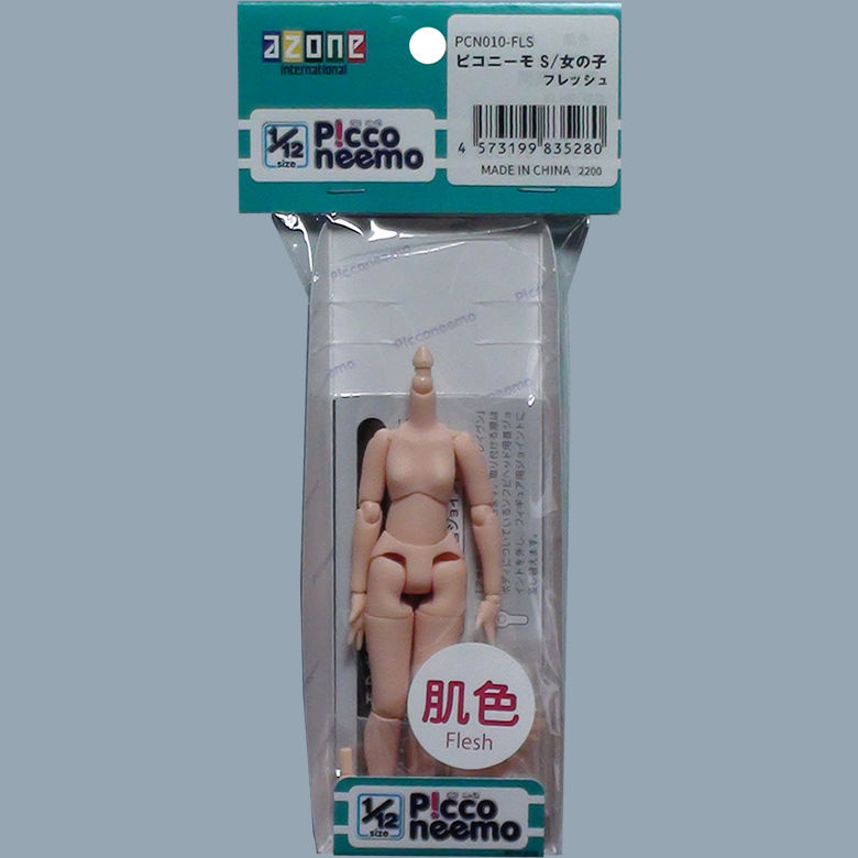Miniaturbild: AZONE 1/12 Picco Neemo S GIRL Body Flesh &Flocked Head parts set Black hair Doll