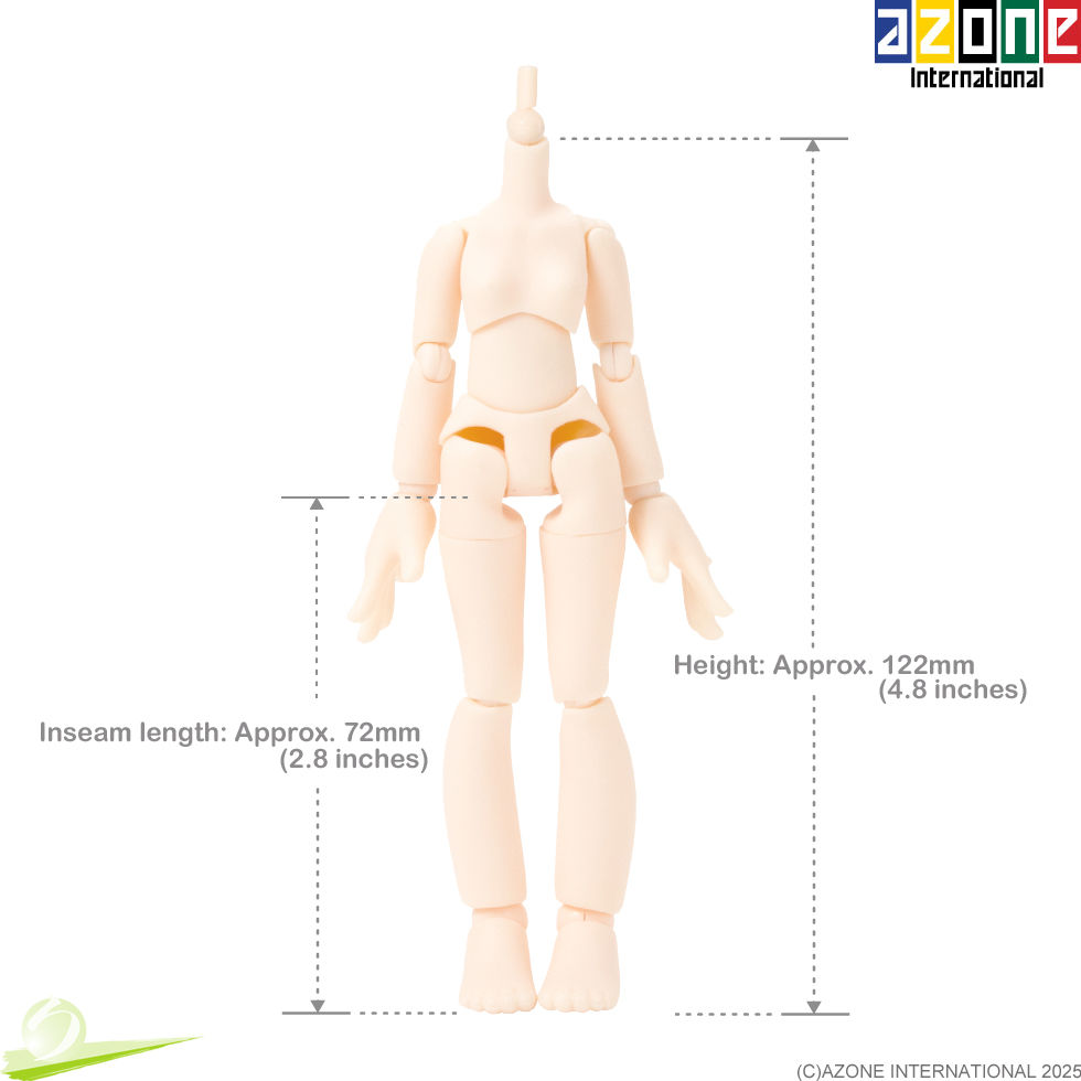 Miniature : AZONE 1/12 Picco Neemo D Body Girl Whity & Non Flocked Head parts set Doll NEW