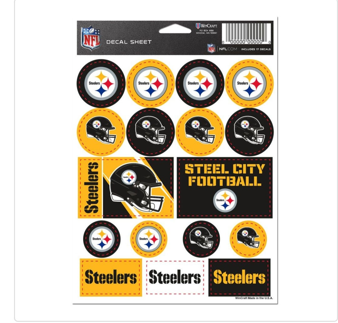 Pittsburgh Steelers Sticker Decal Sheet