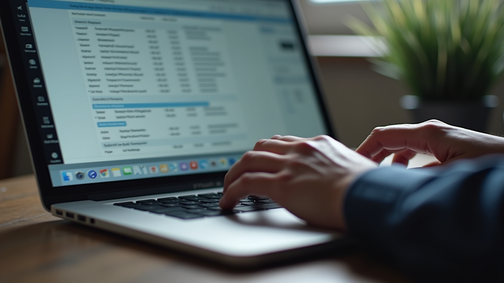 Close-up view of a person typing on a laptop with credit reports on screen