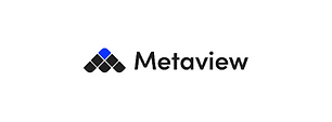Metaview logo with a stylized black and blue geometric design above the company name in bold text.