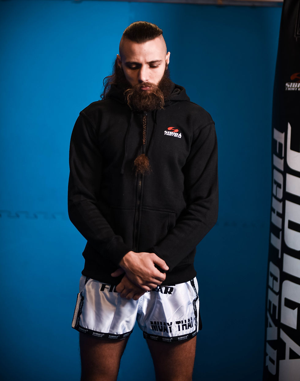 cotton black hoodie  front view