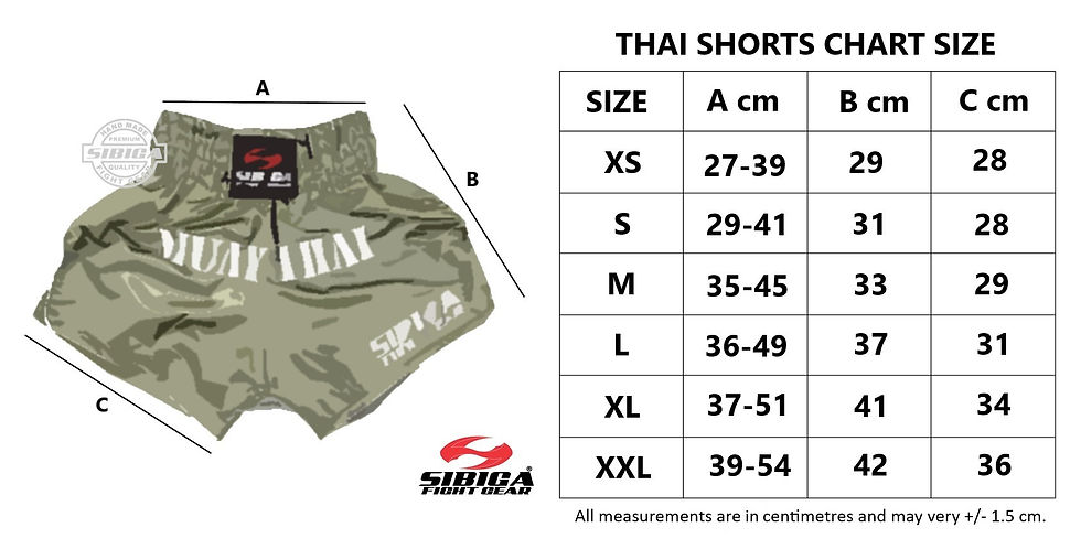 Thumbnail: Turquoise Muay Thai Shorts Chart Size