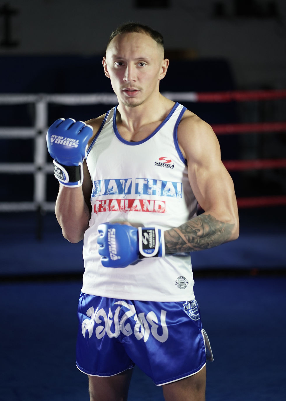 Thumbnail: 7oz Leather MMA Semi Pro Gloves-Blue