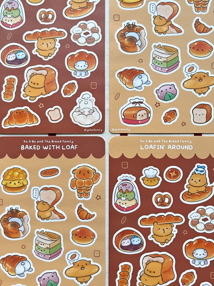 Thumbnail: cute bread bakery stickers food art illustration sticker sheet journalling