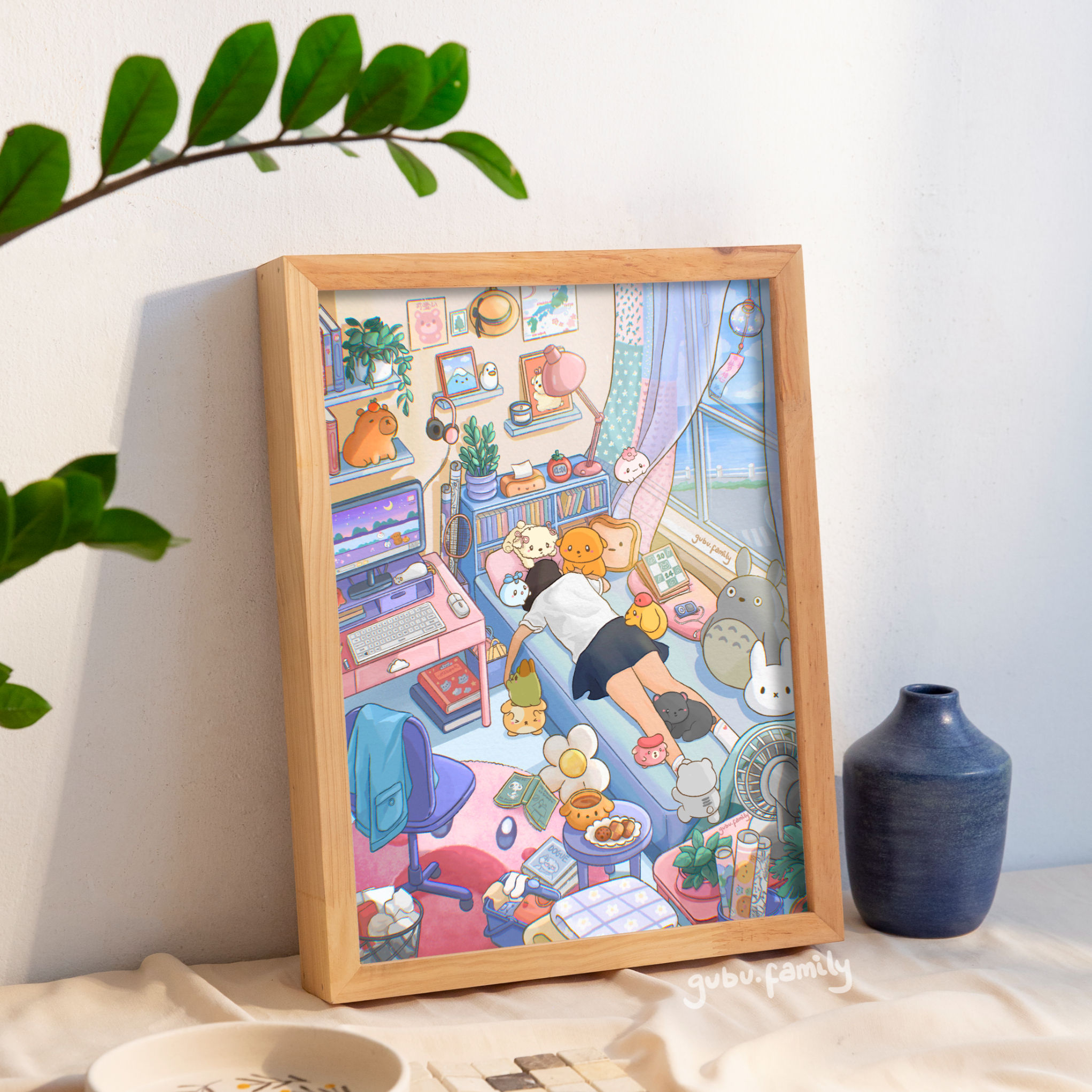 anime plushies bedroom art Print