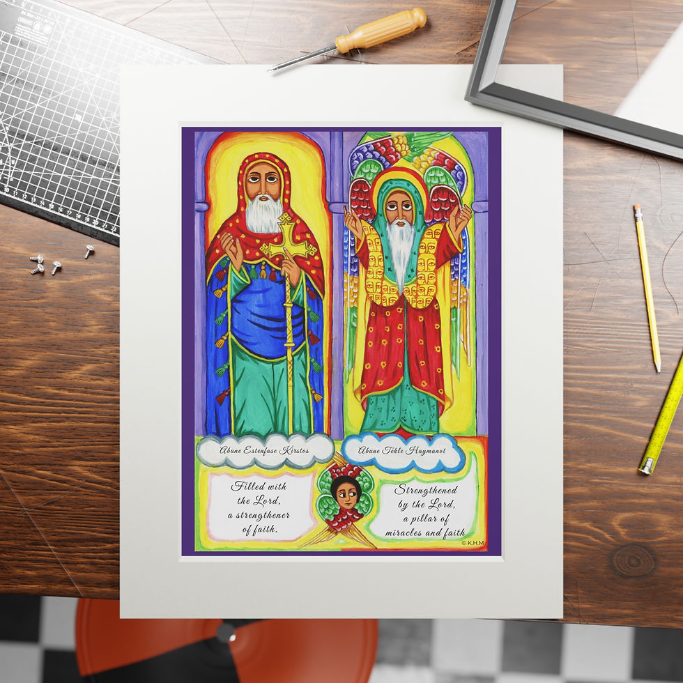 Thumbnail: Saint Estenfase Kirstos & Saint Tekle Haymanot Print | Ethiopian Sacred Art