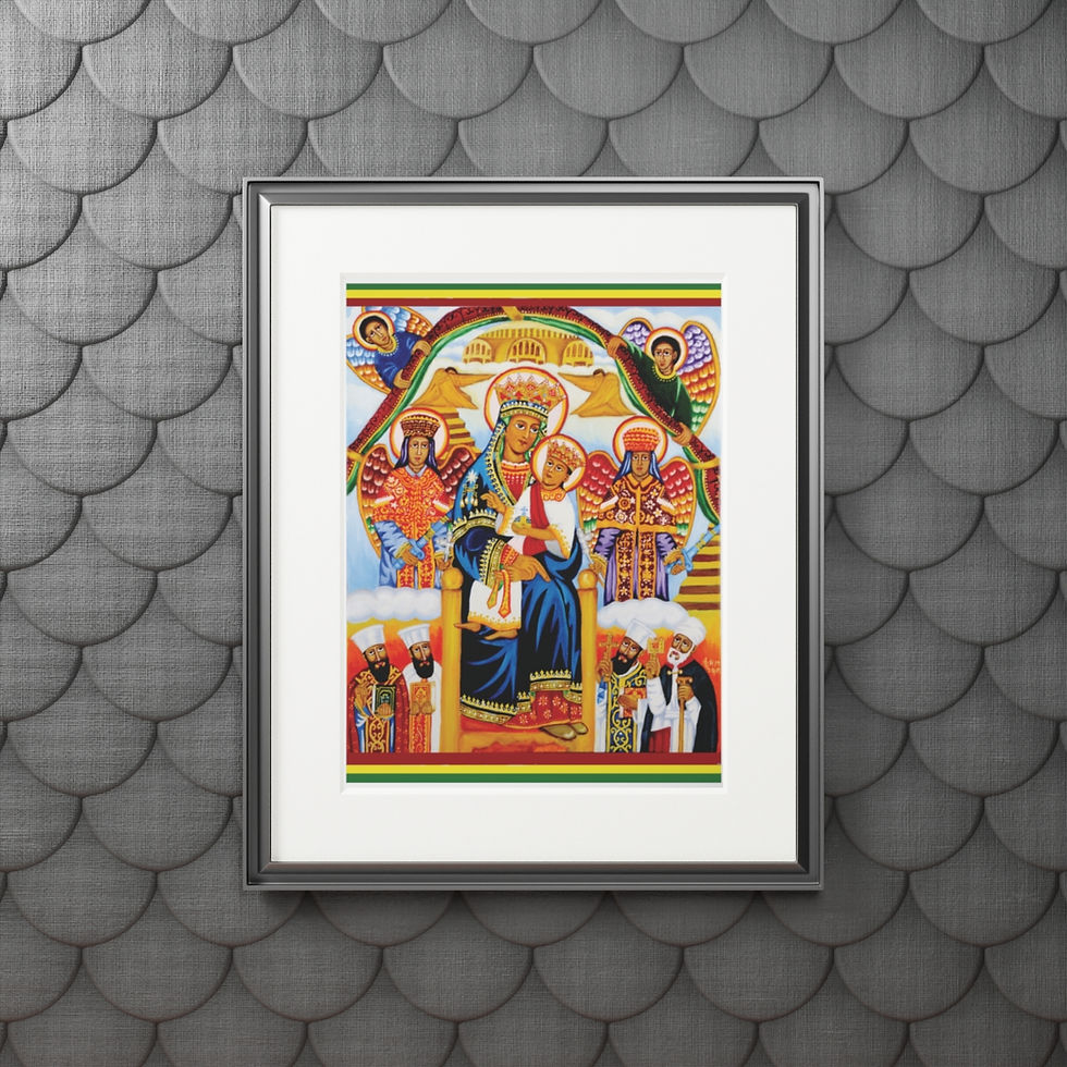 Thumbnail: Ethiopian Christian Art Print - St Mary & Only Begotten Son - Sacred Wall Decor