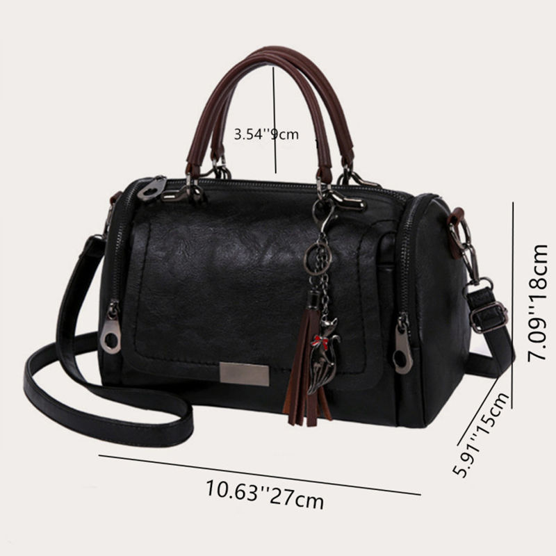 Thumbnail: Tassel Decor Women's Large Capacity Shoulder Bag Fashion Zipper Crossbody Bag Wi