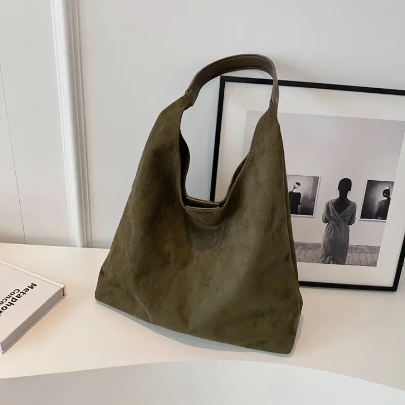 Thumbnail: Autumn and Winter Vintage Women's Bag Large Capacity Suede Shoulder Bag Solid Co