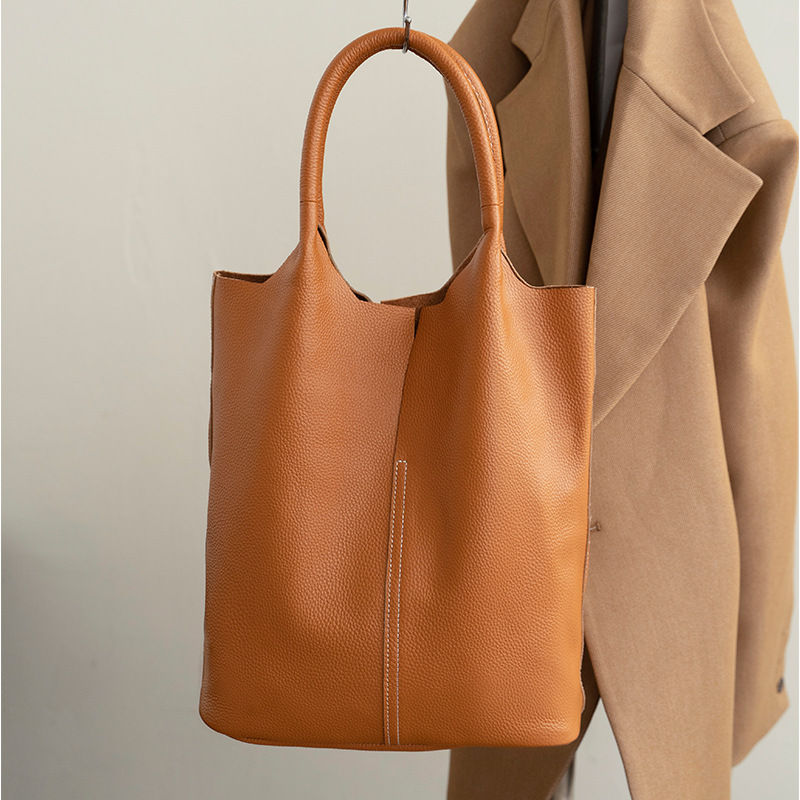 Thumbnail: Genuine Grade Leather Women Commuter Tote Bag Ladies Soft Cowhide Tote Shoulder 