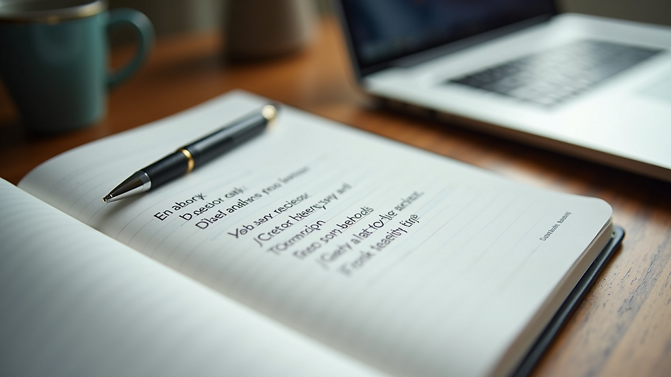 High angle view of a notebook with a list of warm leads and follow-up tasks
