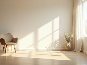 Eye-level view of a quiet room