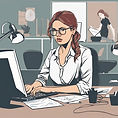 a women not able to focus on her work at workplace.jpg