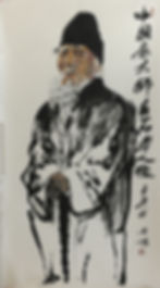 周旭中国画作品《白石老人像》