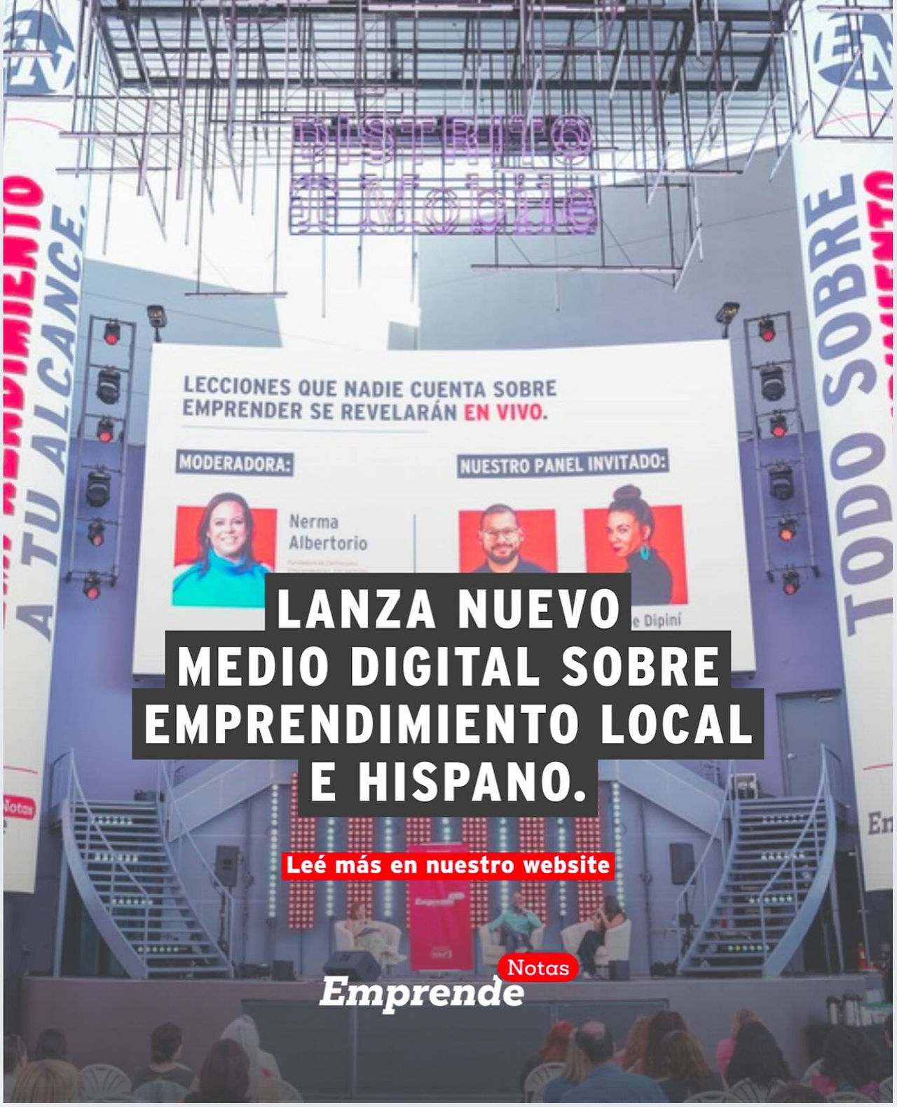 Promo en Instagram del lanzamiento de Emprende Notas.